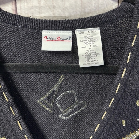 Vintage embroidered New Years Eve Party Black and Gold Festive Vest Small - Picture 4 of 6